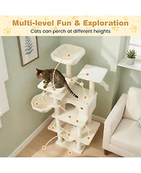 Cozito Cat Tree 63 inch Tall for Indoor Cats with Multi-Level Tower