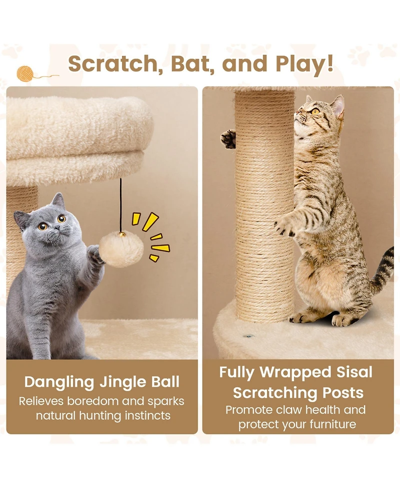 Cozito Cat Tower 40 inch Multi-Level with Condo and Jingle Ball