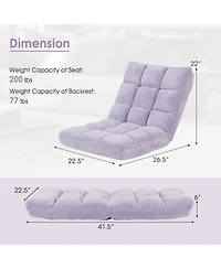Gouun 14-Position Adjustable Floor Chair with Velvet Cushion and Foldable Design