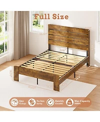 Lucky One Full Bed Frame with Headboard and Footboard, with Under Bed Storage, Led Lights