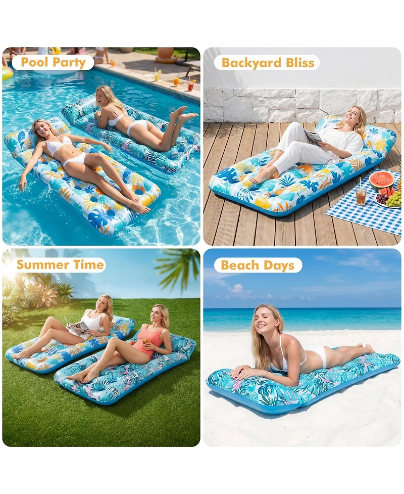 Gnuadz 2 Pack Inflatable Pool Float Mat Headrest Lake Raft Lounger