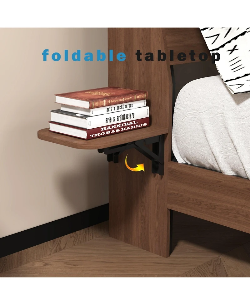 Lucky One Floating Bed Frame Queen with Led Lights and Charging Station