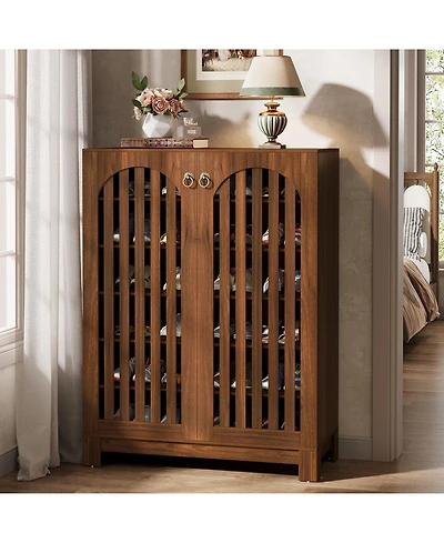 Tribesigns Shoe Cabinet with Airy Doors, 6-Tier Entryway Shoe Storage Rack Organizer with Adjustable Shelves