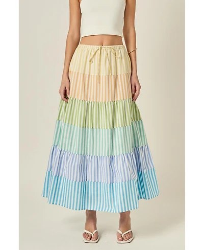 English Factory Women's Colorblock Elastic Skirt