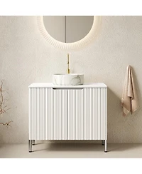 Sillysis Modern Bathroom Vanity with Vessel Sink, Soft Close Doors, Scandinavian Storage Cabinet