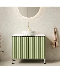 Sillysis Modern Bathroom Vanity with Vessel Sink, Soft Close Doors, Scandinavian Storage Cabinet