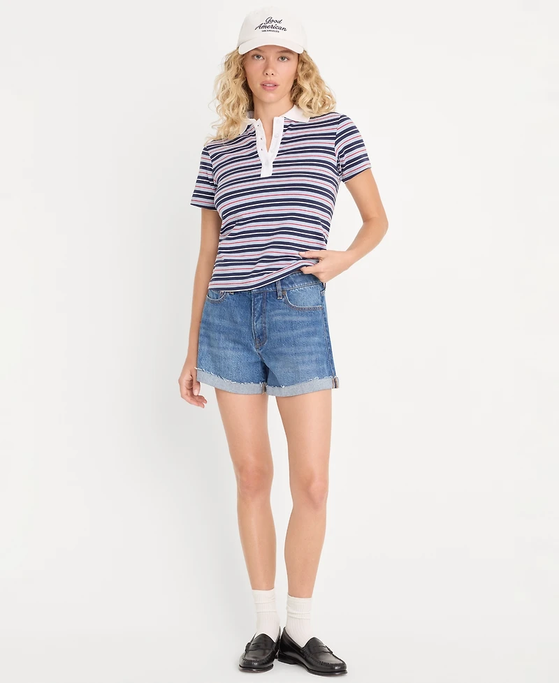 Good American Women's Cotton-Blend Short-Sleeve Polo Shirt