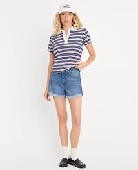 Good American Women's Cotton-Blend Short-Sleeve Polo Shirt