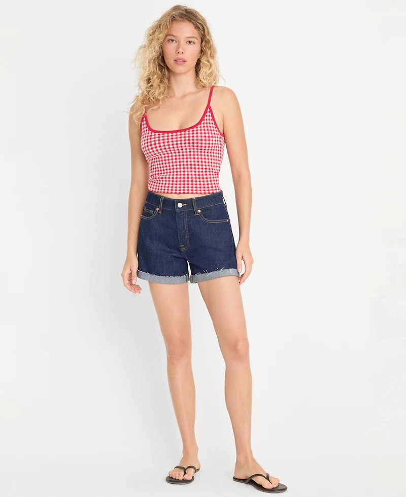 Good American Women's Gingham Camisole Sweater Tank Top