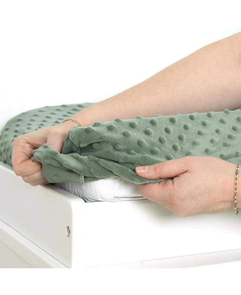 The Peanutshell Minky Dot Sage Ultra Soft Baby Mat Cover for Boys and Girls, 2 Pack