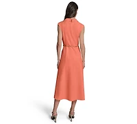 Karl Lagerfeld Paris Women's Collared Chain Belt Midi Dress