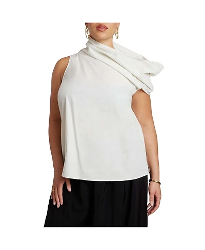 Eloquii Women's Draped Neck Sleeveless Top