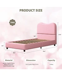 gaomon Boucle Bed Frame with Upholstered Headboard