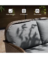Tribesigns Outdoor Wicker Loveseat with Cushions, 2-Seater Patio Sofa, All-Weather Pe Rattan Outdoor Furniture