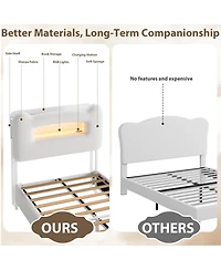 Homfan Upholstered Bed Frame with Storage Headboard, Led Lights