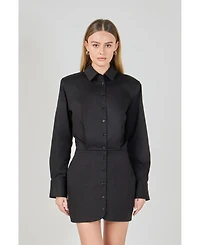 endless rose Women's Button Up Long Sleeve Dress