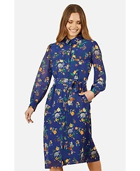 Yumi Women's Raccoon Print Shirt Midi Dress