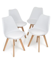 Gouun Mid-Century Modern Dining Chairs Set of 4 with Pu Cushion and Beech Wood Legs, 21.5x19x33 in