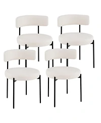 Gouun Boucle Dining Chairs Set of 4 with Curved Backrest and Metal Legs, 20.5x20.5x31 in