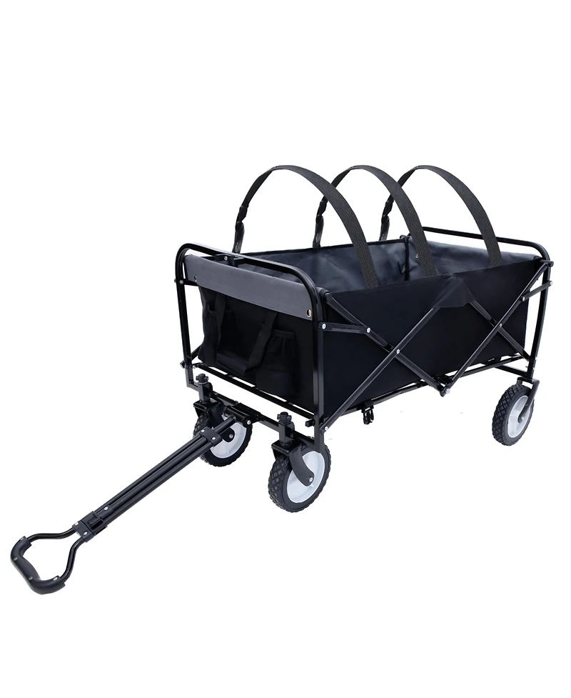 Mondawe 360lbs Collapsible Storage Wagon Utility Carts with Strapping System, 3-Piece Liner