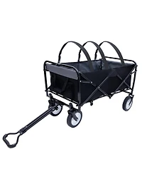 Mondawe 360lbs Collapsible Storage Wagon Utility Carts with Strapping System, 3-Piece Liner