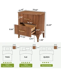 Tribesigns Wood Nightstand with 2-Drawers, Modern End Tables, Bedside Table, Walnut