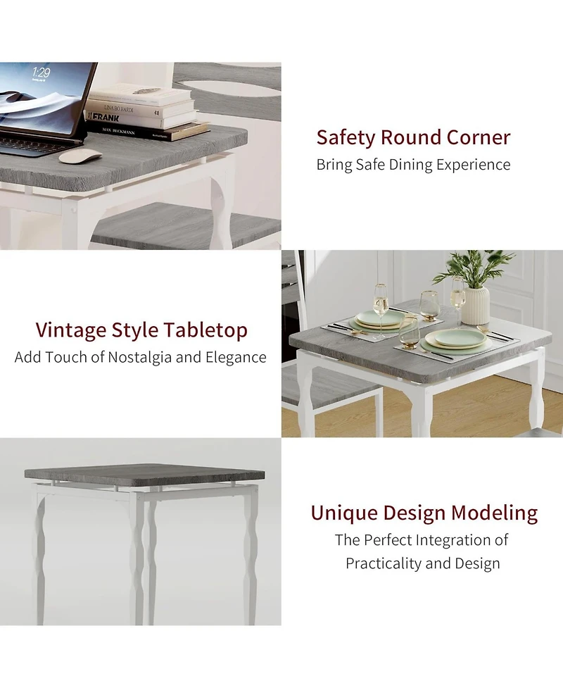 gaomon 3-Piece Dining Table Set for 2 with Spiral Legs