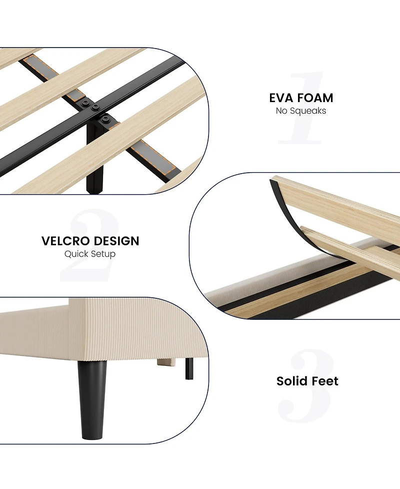 Homfan elvet Upholstered Bed Frame with Wingback Headboard