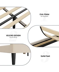 Homfan elvet Upholstered Bed Frame with Wingback Headboard