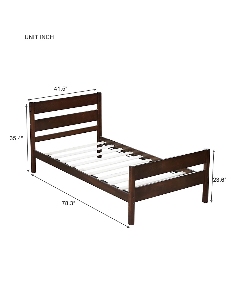Sailvan Rubber Wood Platform Bed Frame with Headboard and Footboard, Space-Saving Design