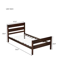 Sailvan Rubber Wood Platform Bed Frame with Headboard and Footboard, Space-Saving Design