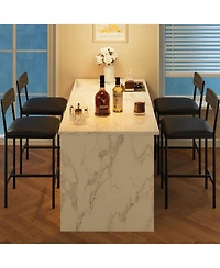 gaomon Retro 2-Person Bar Set, 3-Piece High Top Table Set with Padded Folding Stools and 3 Storage Compartments
