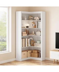 gaomon Farmhouse L-Shaped Corner Bookshelf, 5-Tier Heavy-Duty Mdf Bookcase for Home Office