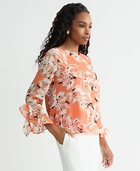 Kasper Women's Ruffle-Cuff Long-Sleeve Top