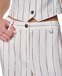 Dkny Women's Heavy Top Stitch Striped Pants