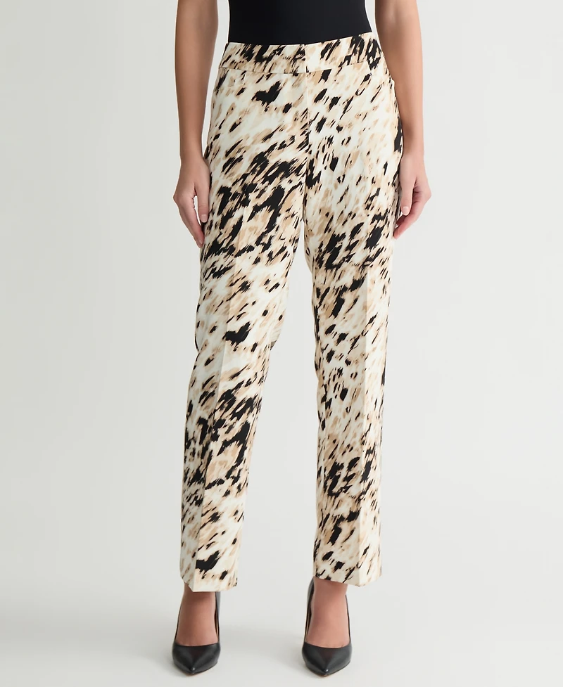 Kasper Women's Animal-Print Straight-Leg Pants