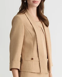 Kasper Women's Cuffed 3/4-Sleeve Shawl-Collar Blazer