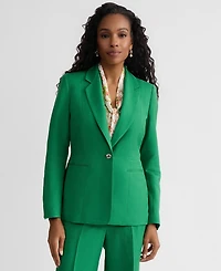 Kasper Women's Linen Notched Collar One-Button Blazer
