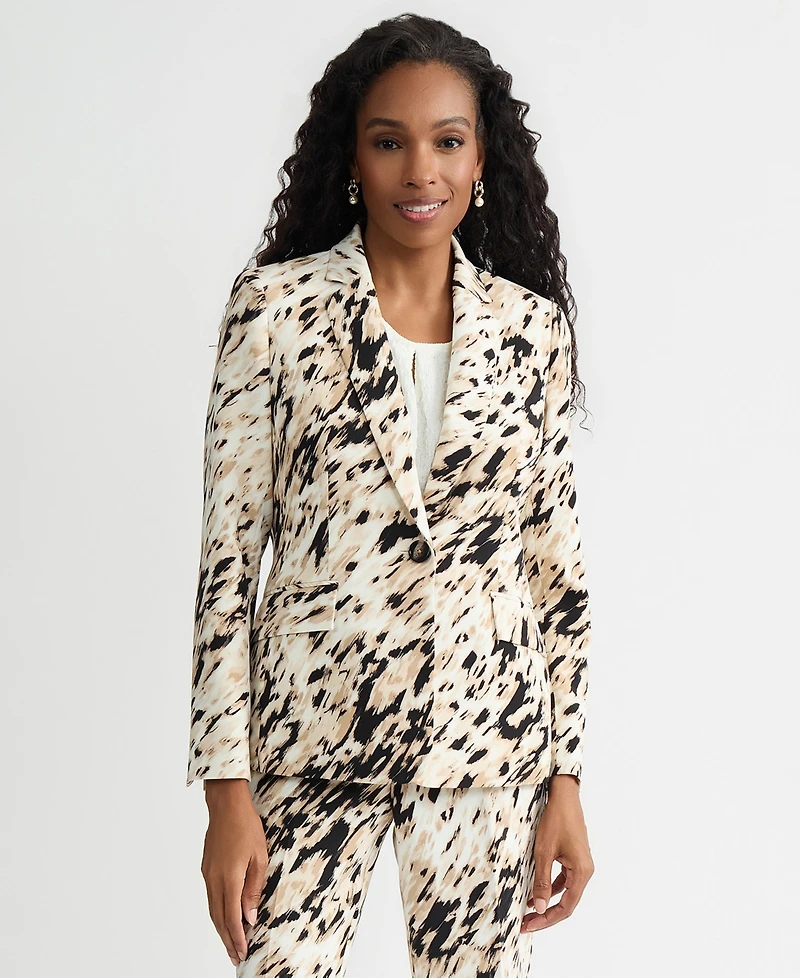 Kasper Women's Animal-Print One-Button Blazer