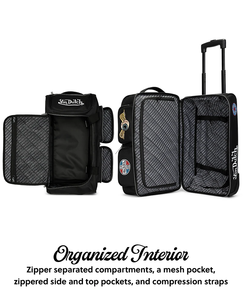 Von Dutch Signature Patch 20" Carry-On Rolling Duffel