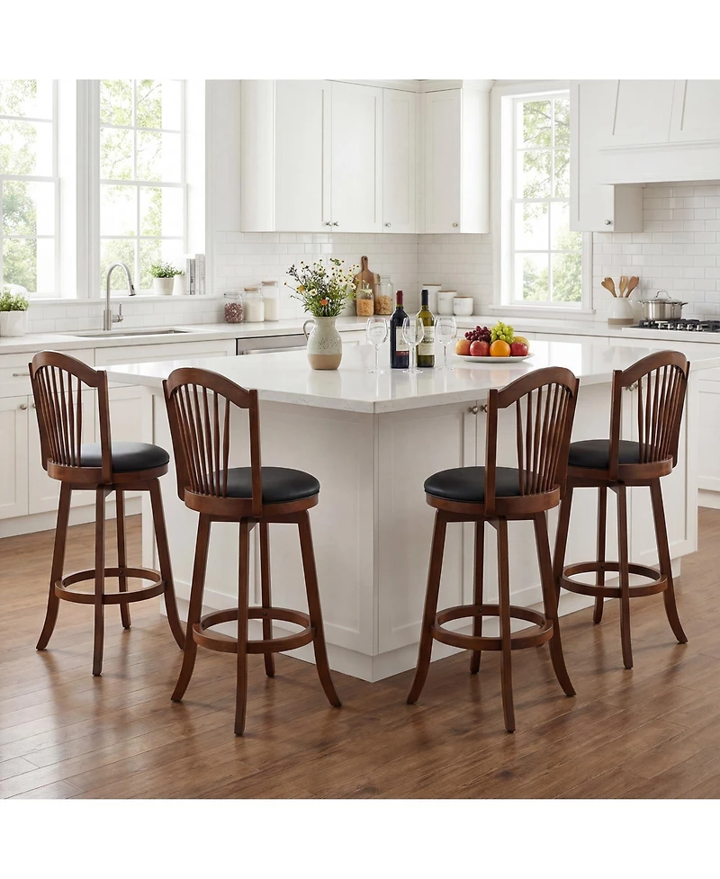 Slickblue Set of 2 Swivel Bar Stools with Back Support, Wooden Frame Seating for Kitchen Island