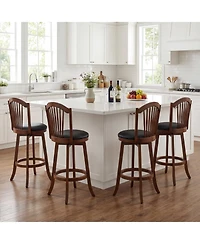 Slickblue Set of 2 Swivel Bar Stools with Back Support, Wooden Frame Seating for Kitchen Island