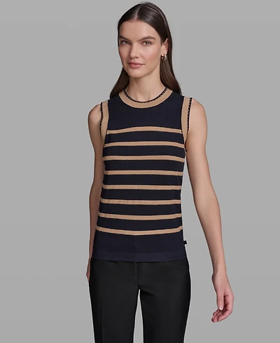 Karl Lagerfeld Paris Women's Sleeveless Stripe Sweater