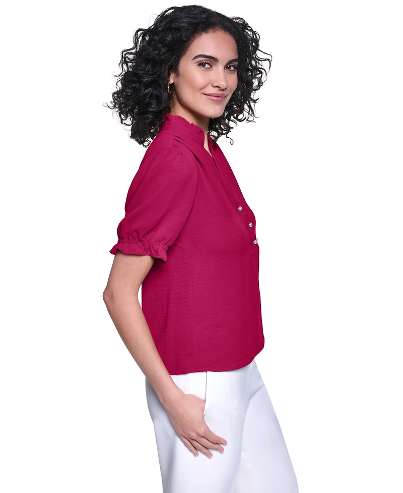 Karl Lagerfeld Paris Women's V-Neck Short-Sleeve Top