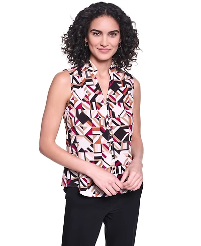 Karl Lagerfeld Paris Women's V-Neck Sleeveless Top