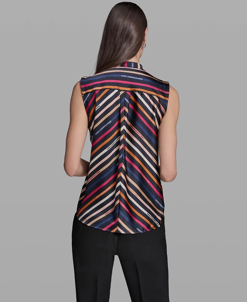 Karl Lagerfeld Paris Women's Tie V-Neck Sleeveless Top