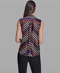 Karl Lagerfeld Paris Women's Tie V-Neck Sleeveless Top