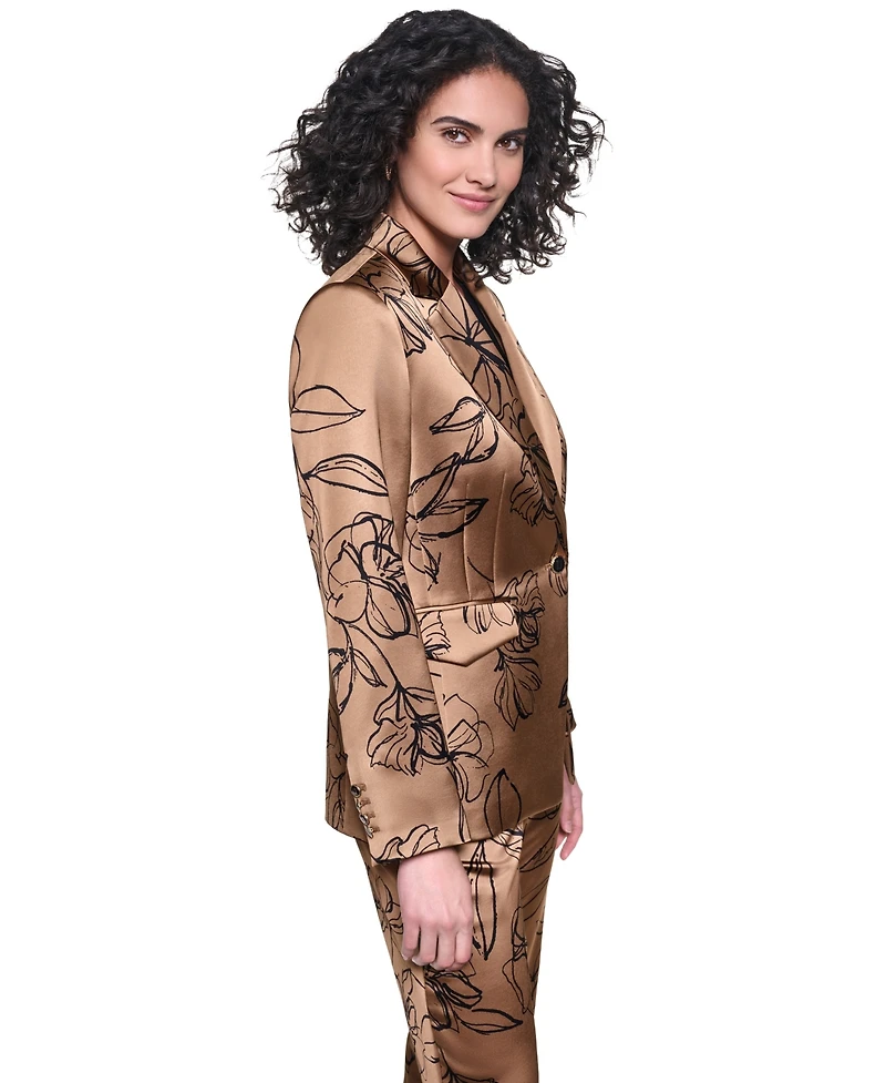 Karl Lagerfeld Paris Women's One-Button Padded Shoulder Jacket
