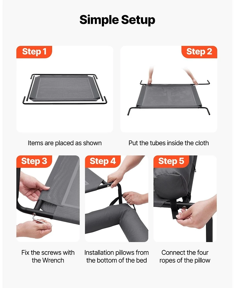 Gouun Elevated Dog Bed for Large Dogs with Washable Pillow and Breathable Mesh