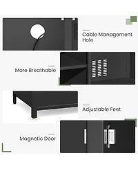 Aecojoy Outdoor Storage Cabinet with Tv Mount, Outdoor Tv Stand with Storage Cabinet Waterproof